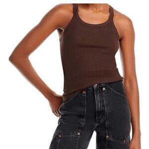 Re/done Hanes Women's Brown cocoa Ribbed scoop Tank Top size small